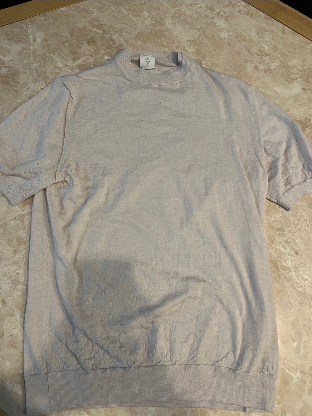 Eleventy Light Beige Short-Sleeve Knit Tee